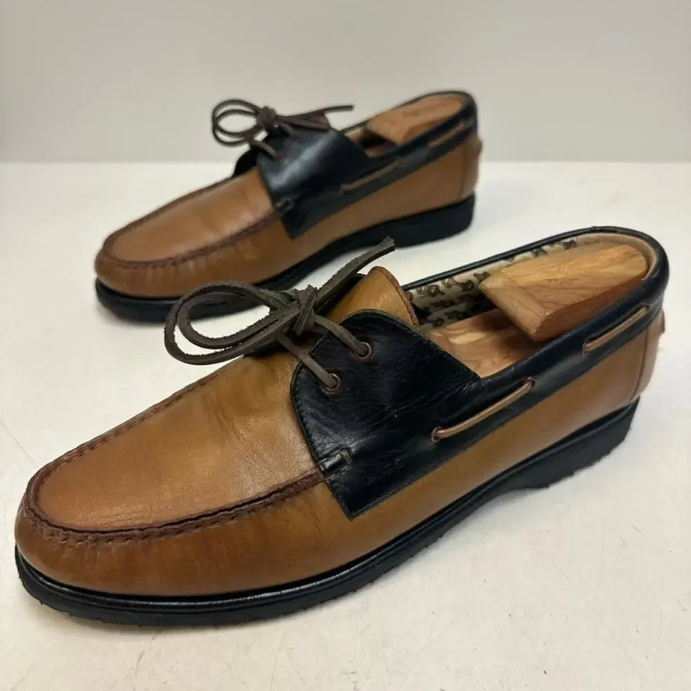 FULLY RESOLED Gucci Boat Shoes Brown Black Made in Italy Vintage EU 45 US 11.5